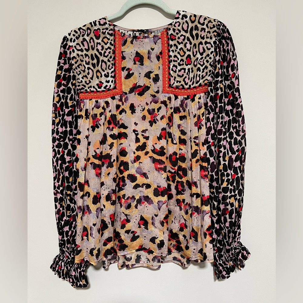 Bl^nk London Anthropologie Multicolor Embroidered Top Size Small